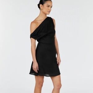 Dissh CASS BLACK ASYM LINEN MINI DRESS